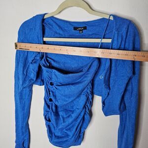 by.DYLN Cobalt Blue Tube Top O-Ring Hole Cutouts with Shrug Cardigan XS